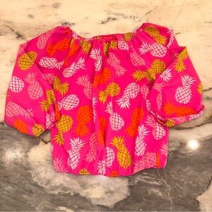 Macbeth Collection Size Medium Vibrant Pineapple Print Off-Shoulder Top